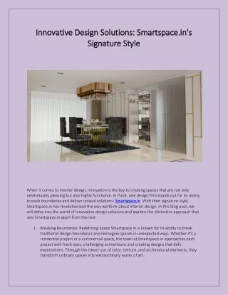 Innovative Design Solutions Smartspace.in's Signature Style