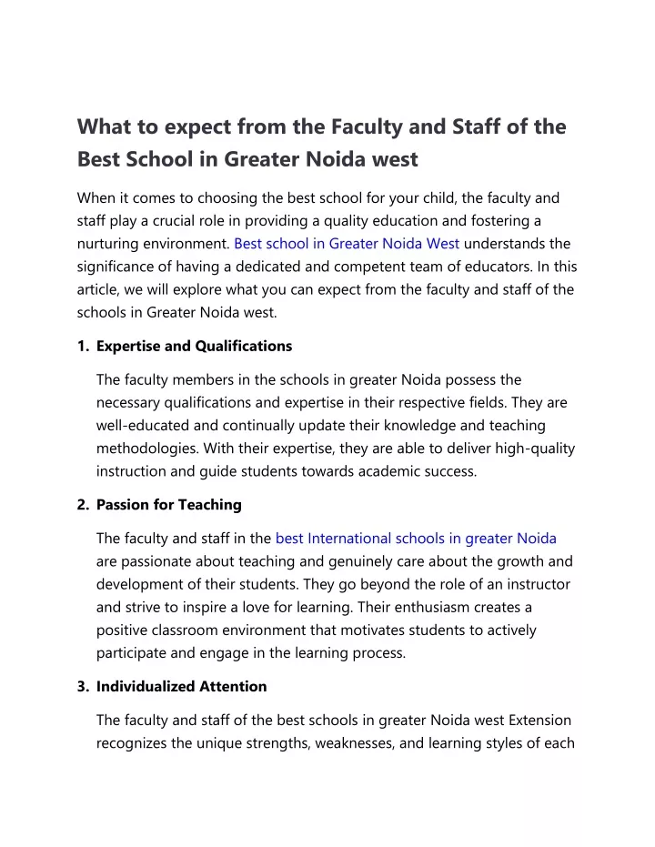 what to expect from the faculty and staff