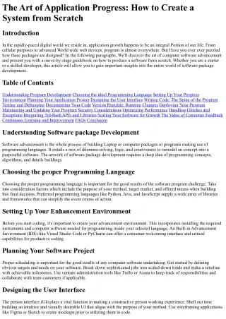 The Art of Software Development: How to Create a Program from Scratch