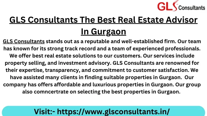 gls consultants the best real estate advisor