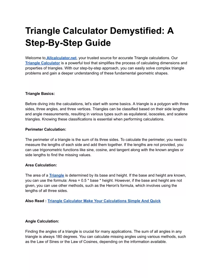 triangle calculator demystified a step by step