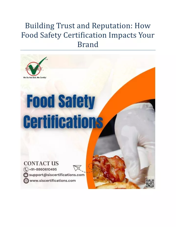 building trust and reputation how food safety