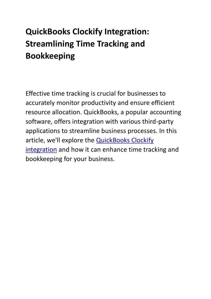 quickbooks clockify integration streamlining time