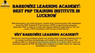 Best PHP Training Institute in Lucknow