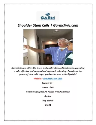 Shoulder Stem Cells | Garmclinic.com