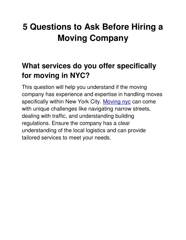 5 questions to ask before hiring a moving company