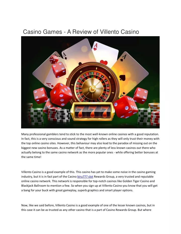 casino games a review of villento casino