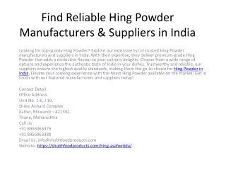 Find Reliable Hing Powder Manufacturers & Suppliers in
