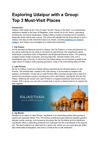 exploring udaipur with a group top 3 must visit