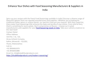 Enhance Your Dishes with Food Seasoning Manufacturers & Suppliers in India