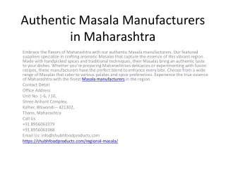 Authentic Masala Manufacturers in Maharashtra
