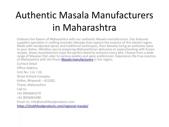 authentic masala manufacturers in maharashtra