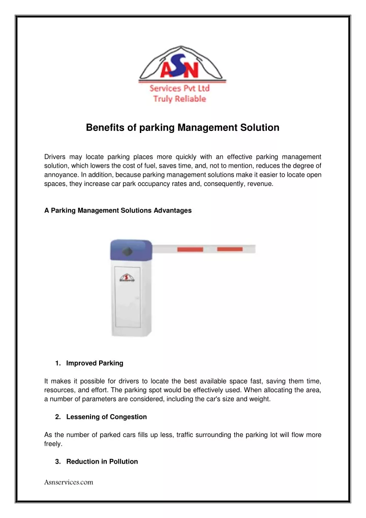 benefits of parking management solution