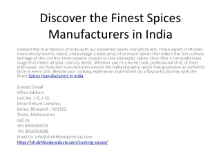 Discover the Finest Spices Manufacturers in India