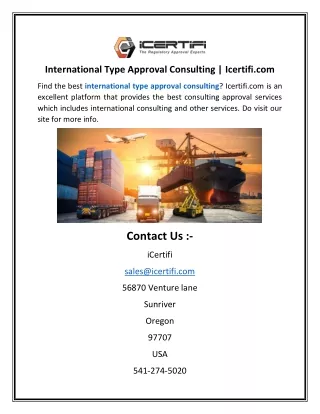 International Type Approval Consulting | Icertifi.com