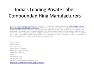 India's Leading Private Label Compounded Hing Manufacturers