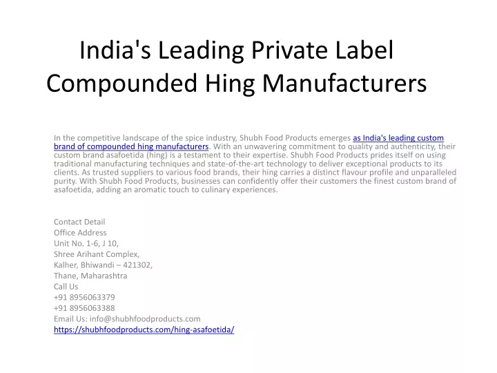 india s leading private label compounded hing manufacturers