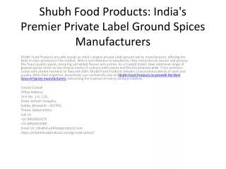 India's Premier Private Label Ground Spices Manufacturers