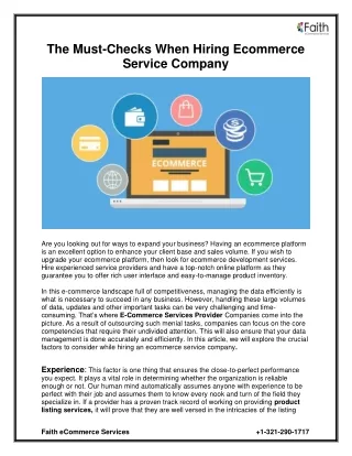 the must checks when hiring ecommerce service