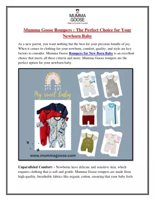 Mumma Goose Rompers The Perfect Choice for Your Newborn Baby