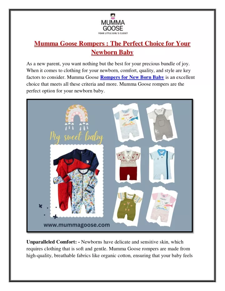mumma goose rompers the perfect choice for your