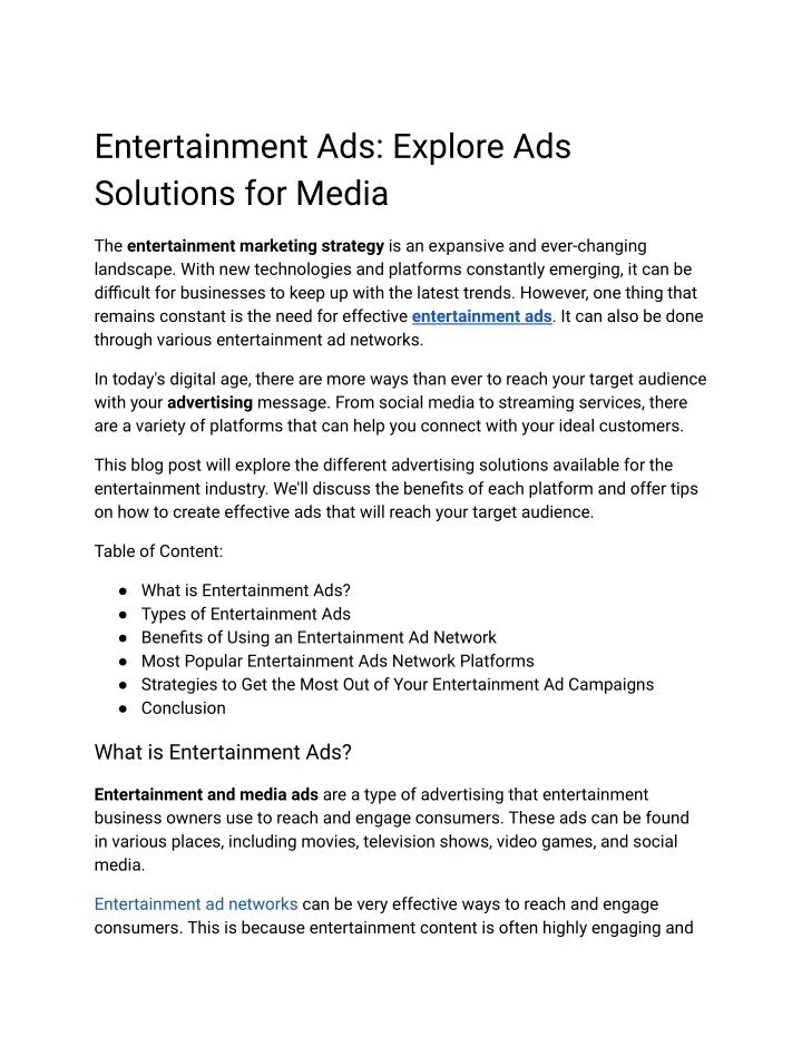 entertainment ads explore ads solutions for media