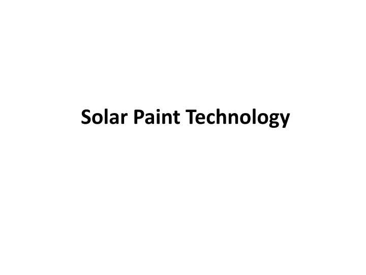 solar paint technology