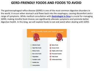 GERD FOODS TO CONSUME AND NOT TO CONSUME