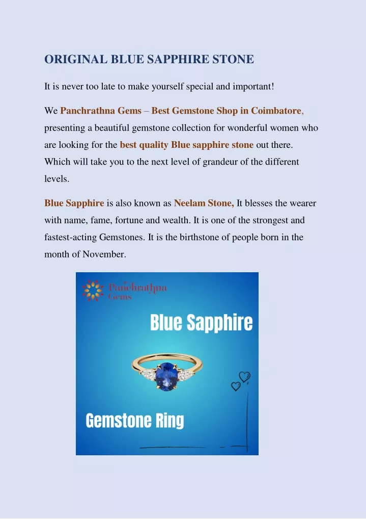 original blue sapphire stone