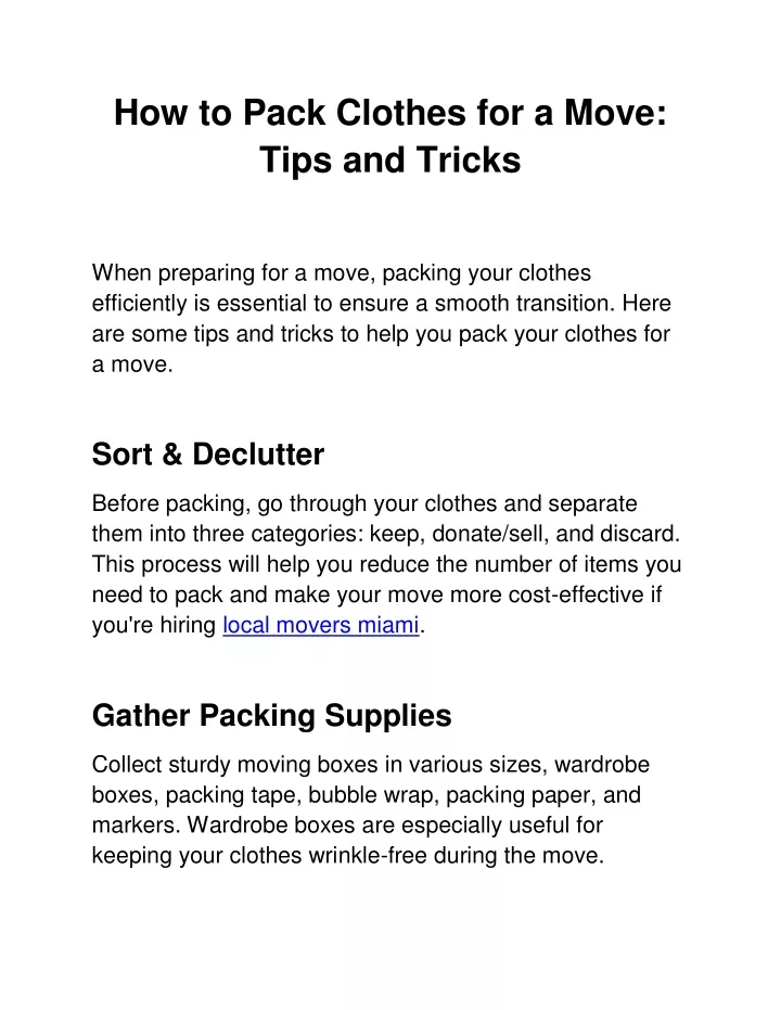 how to pack clothes for a move tips and tricks