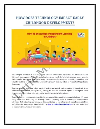 HOW DOES TECHNOLOGY IMPACT EARLY CHILDHOOD DEVELOPMENT