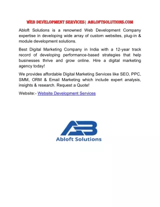 Web development services| abloftsolutions.com