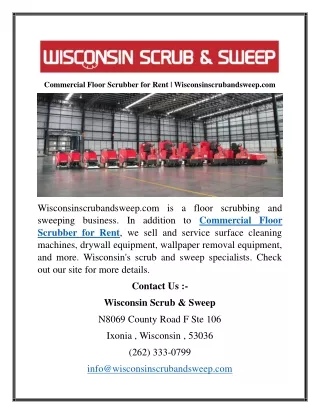 Commercial Floor Scrubber for Rent  Wisconsinscrubandsweep