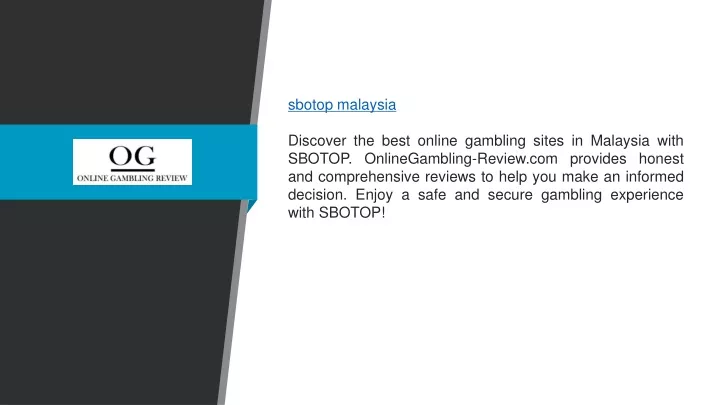 sbotop malaysia discover the best online gambling