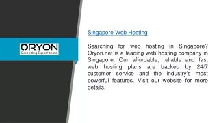 Singapore Web Hosting  Oryon.net