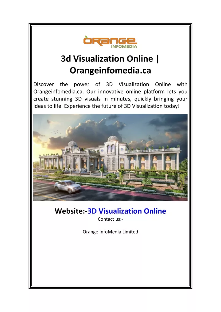3d visualization online orangeinfomedia ca