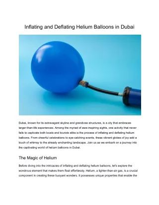 Inflating and Deflating Helium Balloons in Dubai