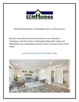 Manufactured Homes In Washington State Ecmhomes