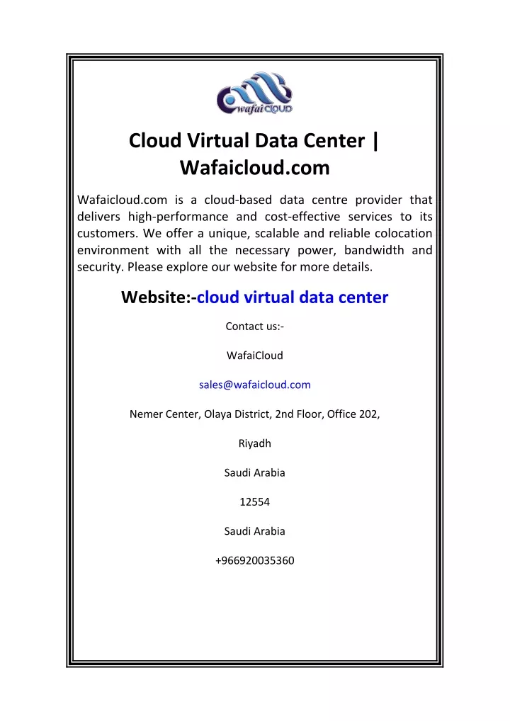 cloud virtual data center wafaicloud com