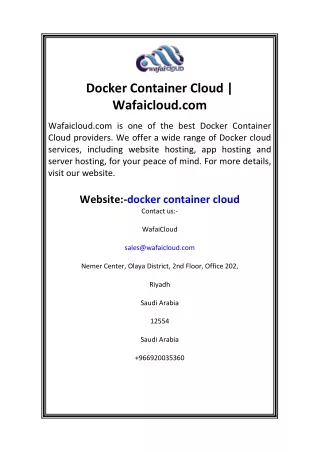 docker container cloud wafaicloud com