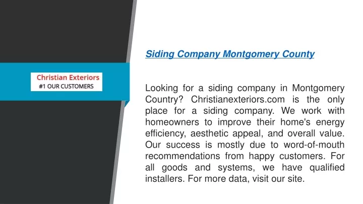 siding company montgomery county looking