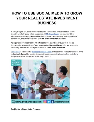 HOW TO USE SOCIAL MEDIA TO GROW YOUR REAL ESTATE INVESTMENT BUSINESS