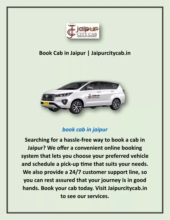 book cab in jaipur jaipurcitycab in