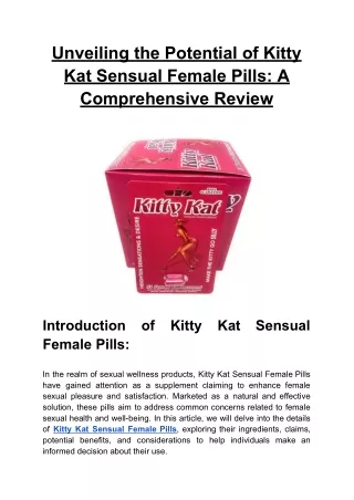 Unveiling the Potential of Kitty Kat Sensual Female Pills_ A Comprehensive Review