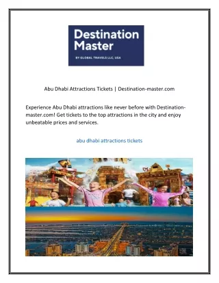 Abu Dhabi Attractions Tickets Destination-master