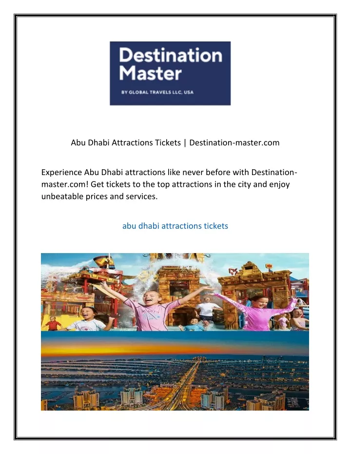 abu dhabi attractions tickets destination master