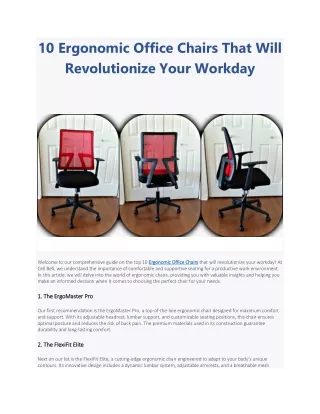 10 Ergonomic Office Chairs That Will Revolutionize Your Workday
