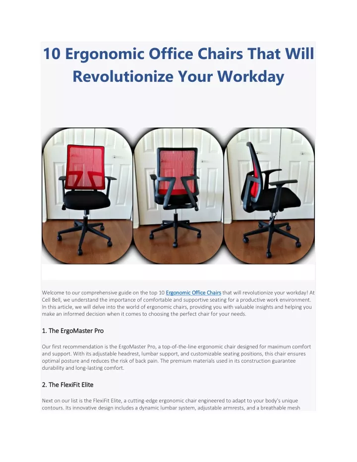 10 ergonomic office chairs that will