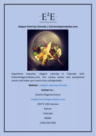 Elegant Catering Colorado | Eclecticelegancebylisa.com