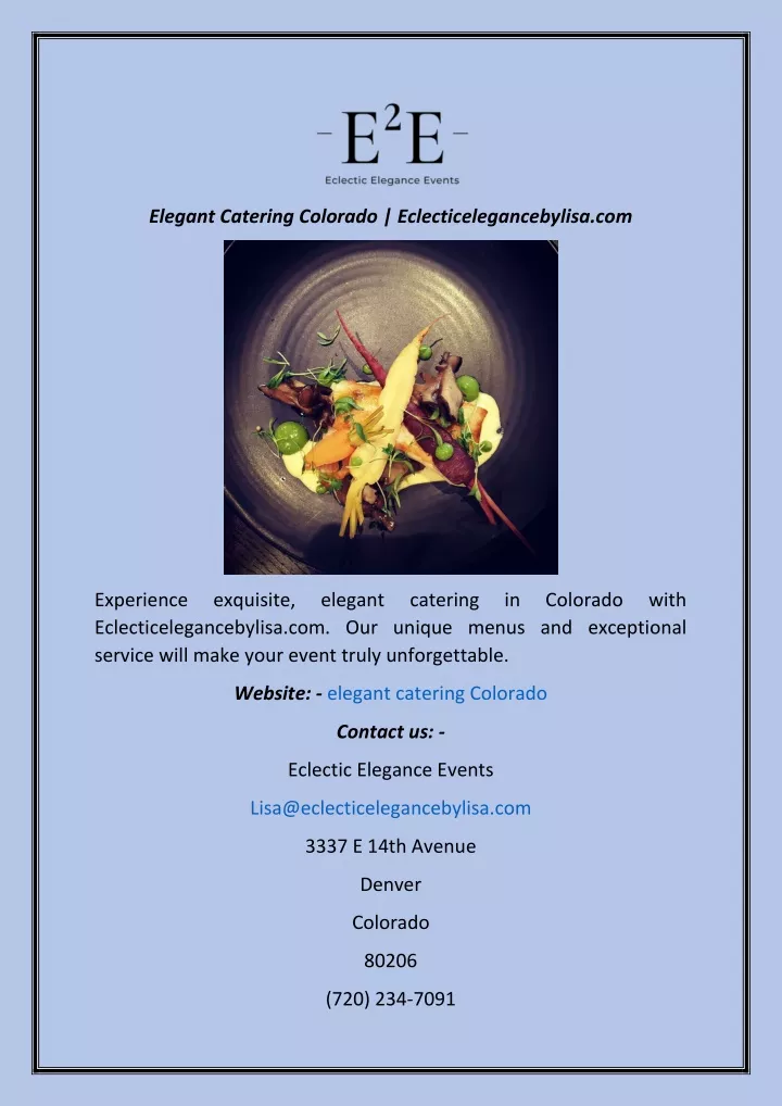 elegant catering colorado eclecticelegancebylisa